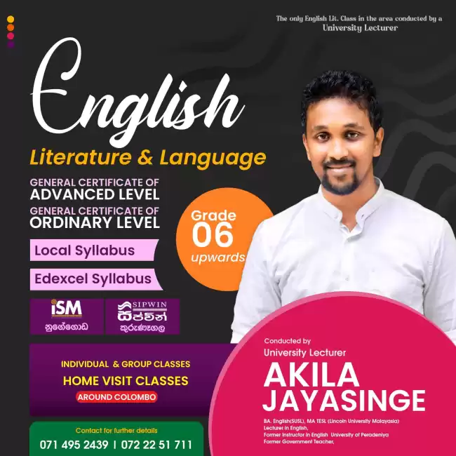 English literature and languages classes by a university lecturer