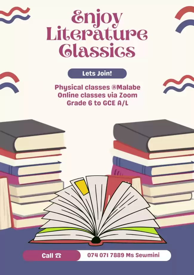 English Literature class from Grade 6 to O/L