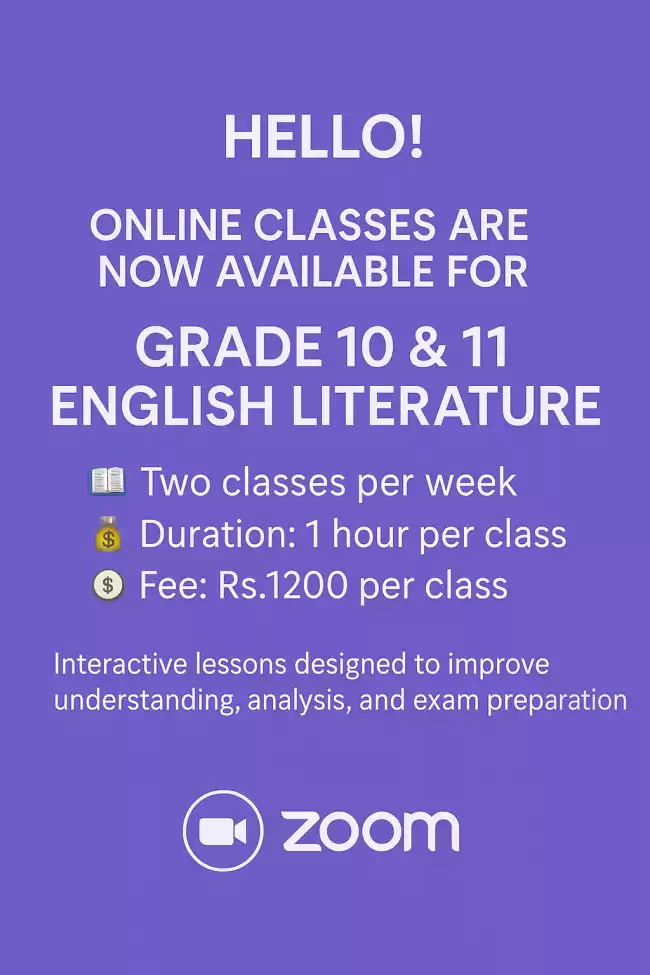 English Literature Classes for Gr. 10 & 11 students