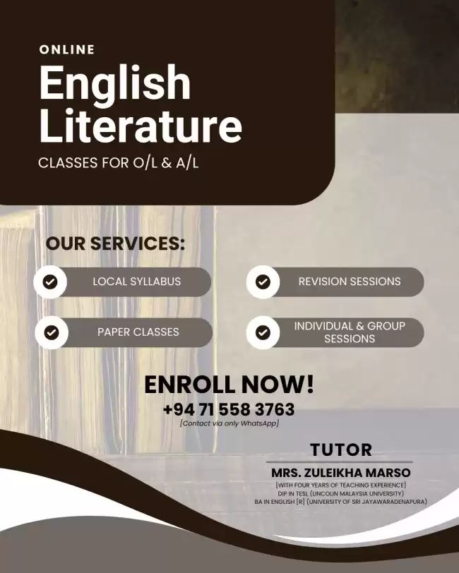 English Literature classes for O/L and A/L