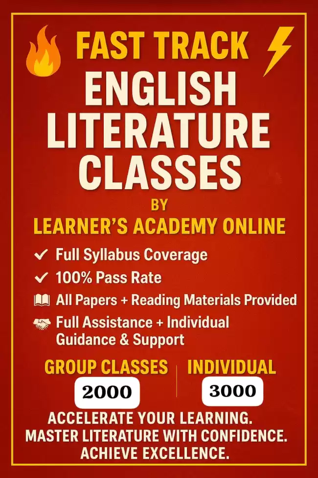 English literature fast track session for 2026 O/L