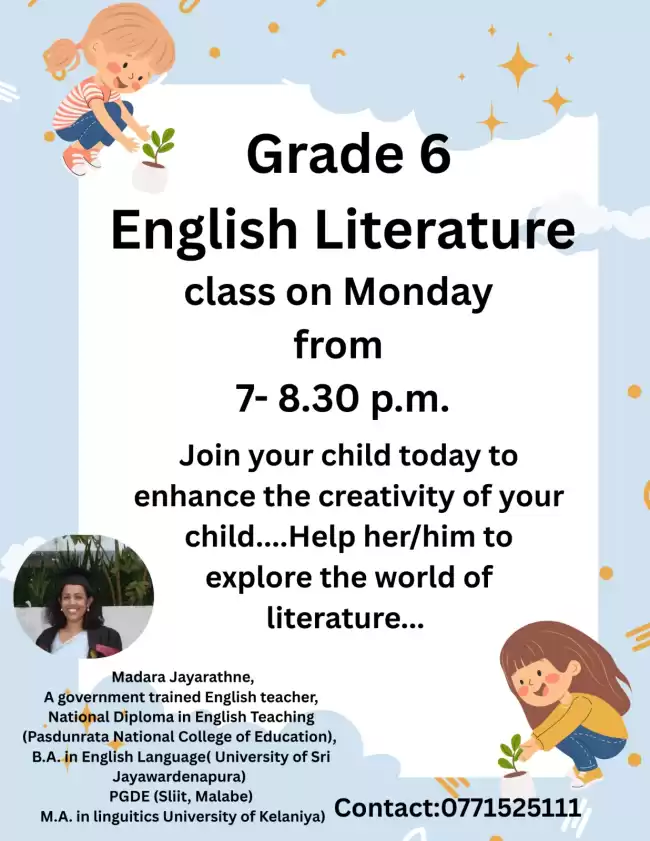 English Literature for grade 6