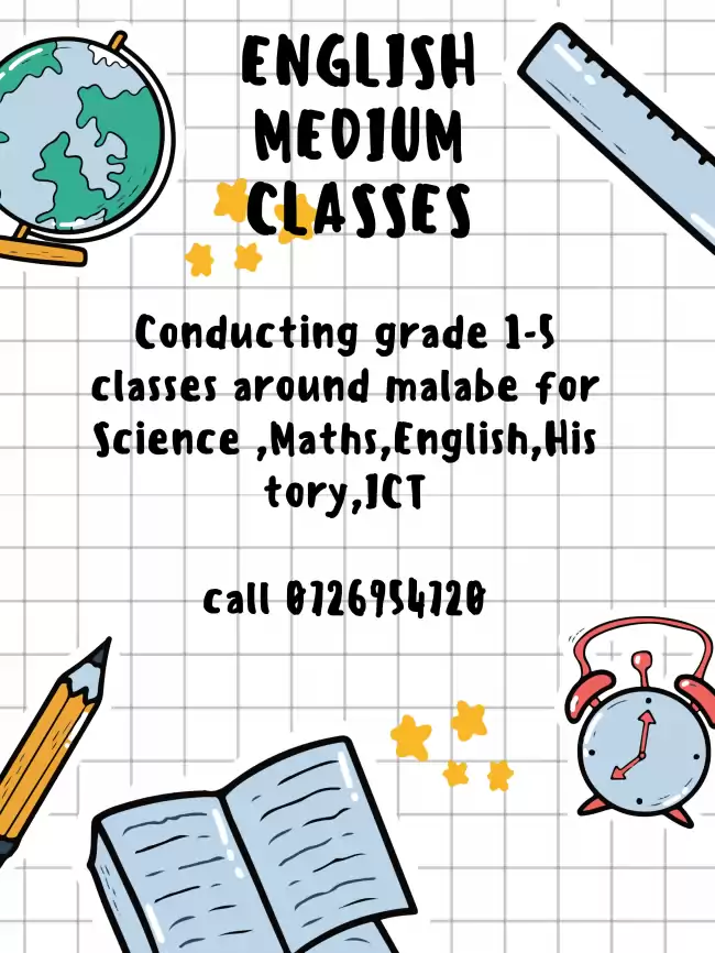 English,Maths,Science classes