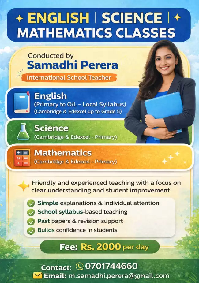 English, Maths, Science Classes