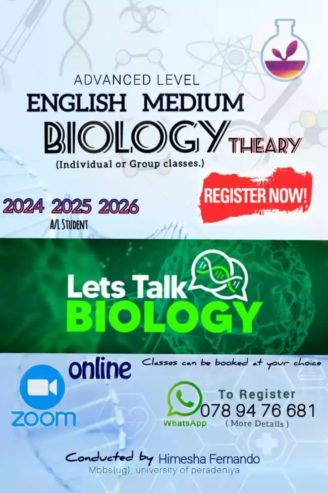 English Medium Bio class - Online classes only