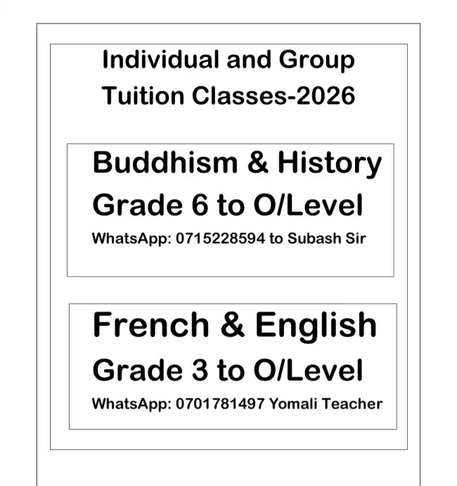 English medium Buddhism Tuition