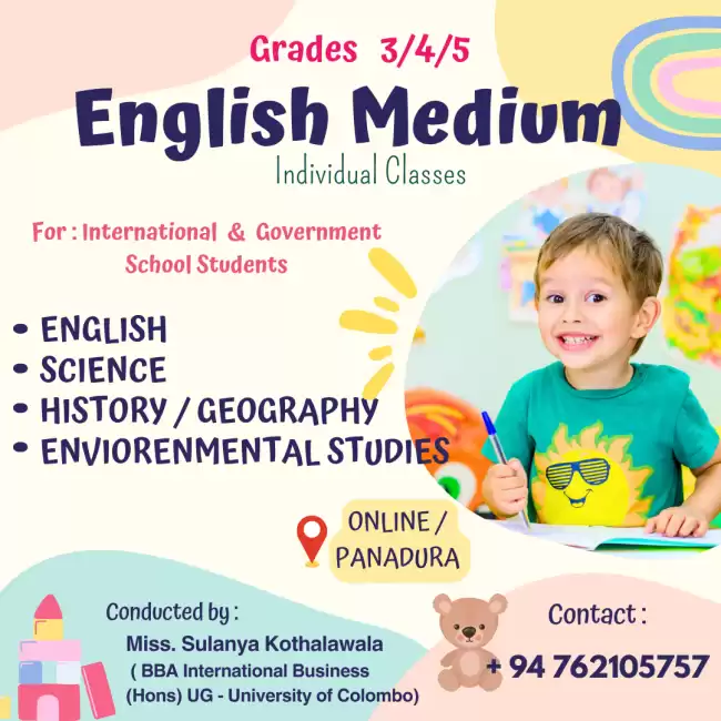 ENGLISH MEDIUM CLASSES - Cambridge & Edexcel Syllabus (Grades 3, 4 & 5)