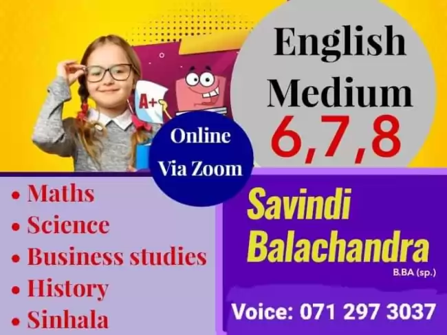 English medium classes for Grade 6,7,8