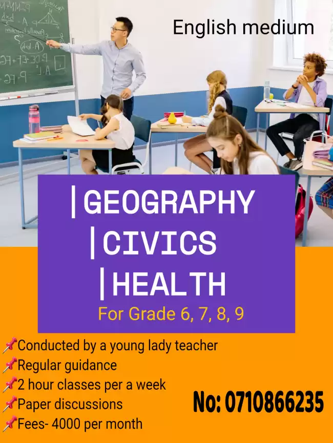 English medium Geography class for Grade 6, 7, 8, 9