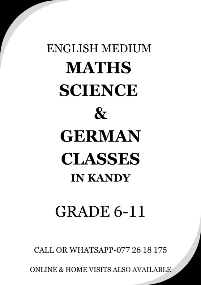 ENGLISH MEDIUM MATHS, SCIENCE AND GERMAN (GRADE 6-11)