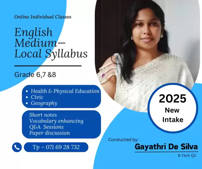 English Medium (Online - Individual) - Grade 06, 07 & 08 - Health & Physical Education, Civic & Geography