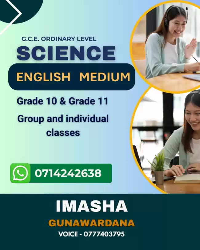 English medium science classes for grade 10 & grade 11