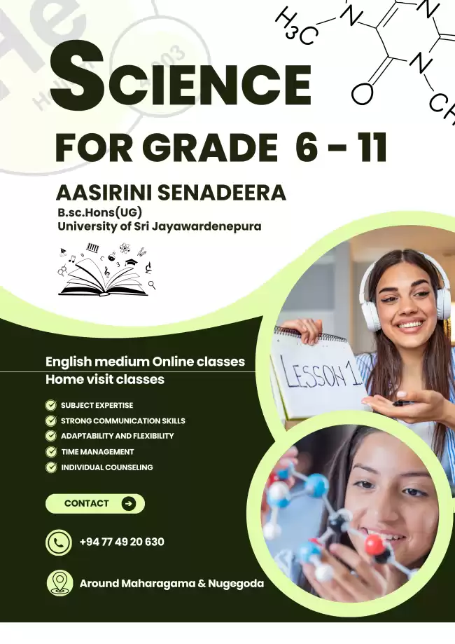 English medium Science classes for students grade 6-11