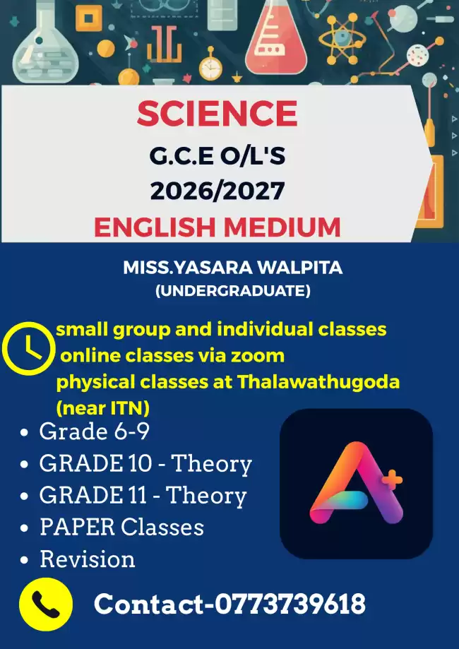 English Medium Science O/L and grade 6-9 (online)
