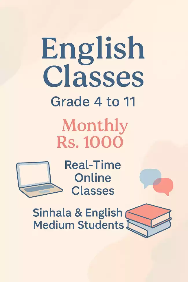English Online classes for grade 4 to 11 Only Rs.1000 monthly