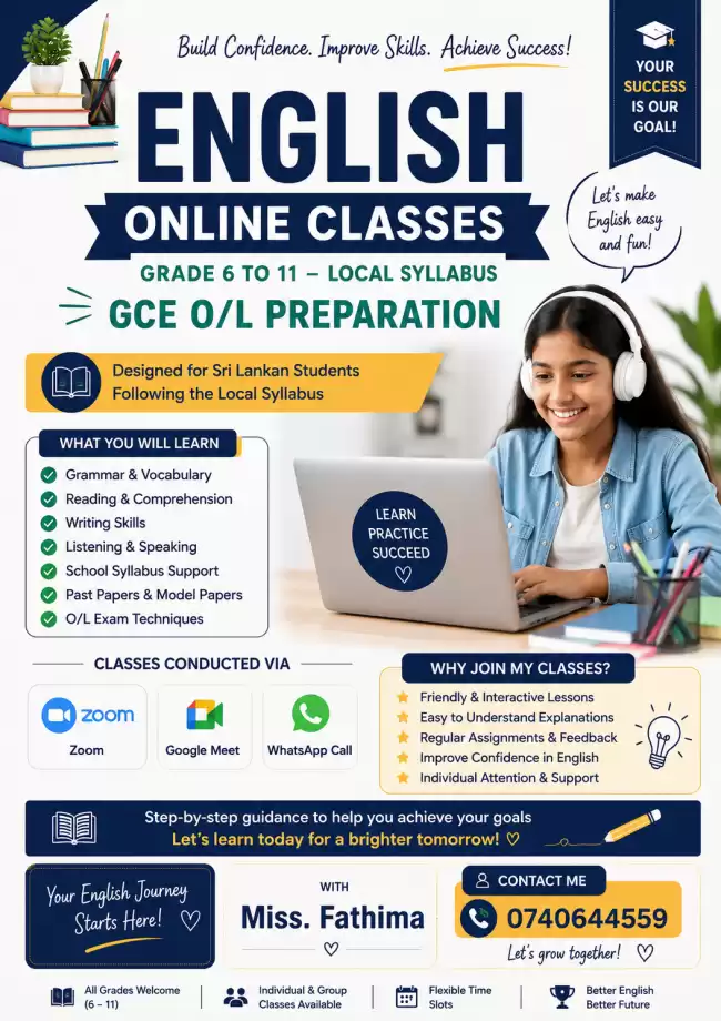 🌟 English Online Classes for Grade 6–11