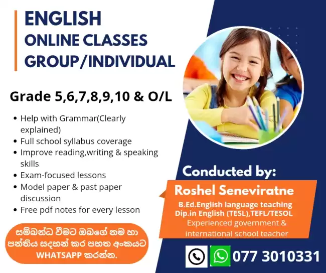 English online classes-Grade 5 to O/L (2026)