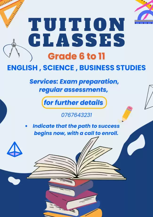 English , science and business studies for grade 6 to o/l