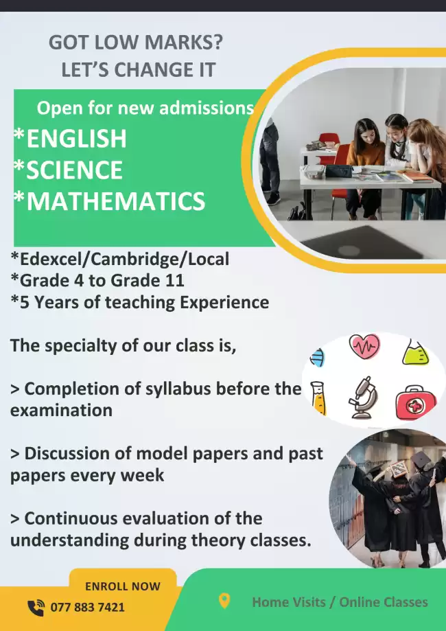 English/Science/Mathematics Classes