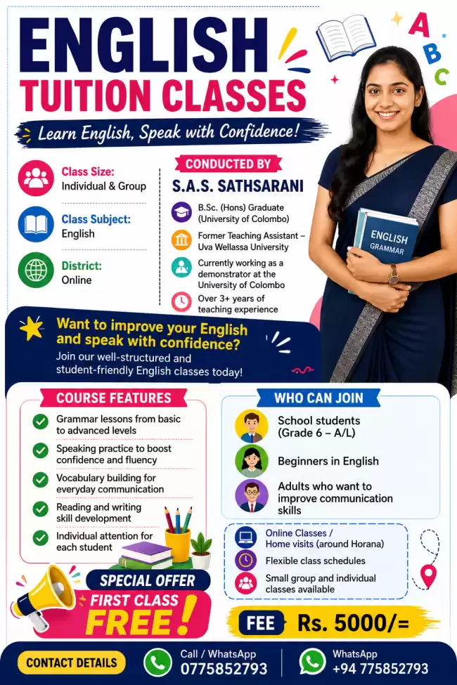 📚 ENGLISH TUITION CLASSES 📚 Build Your Confidence. Improve Your Fluency. Master English! Overseas People Can be Able to Join