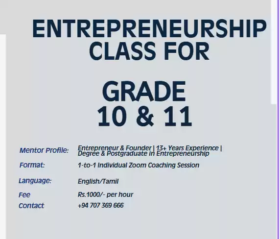 Entrepreneurship class for GRADE 10 & 11