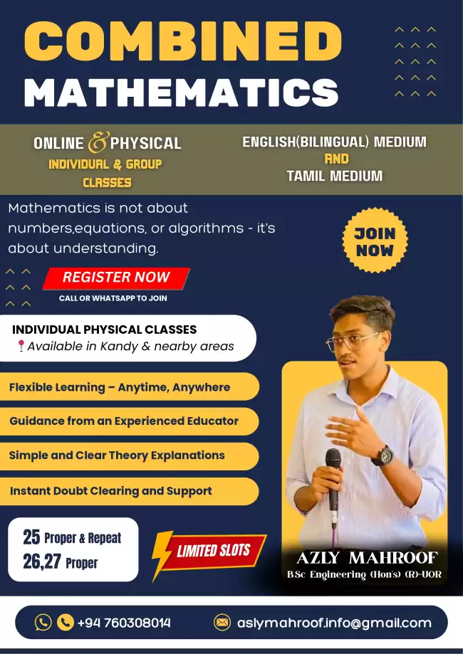 Expert Maths Teacher – Cambridge & Local Syllabus – O/L & A/L