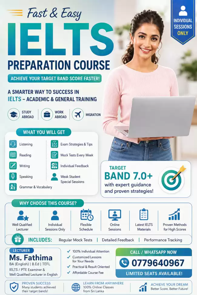 FAST AND EASY IELTS PREPARATION COURSE FOR LADIES