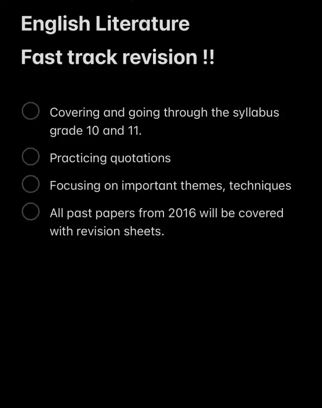 Fast track English literature !!!
