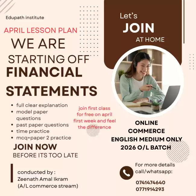 FINANCIAL STATEMENTS free class for 2026O/L