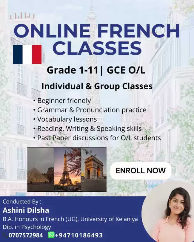 French Classes for Beginners and O/L Students