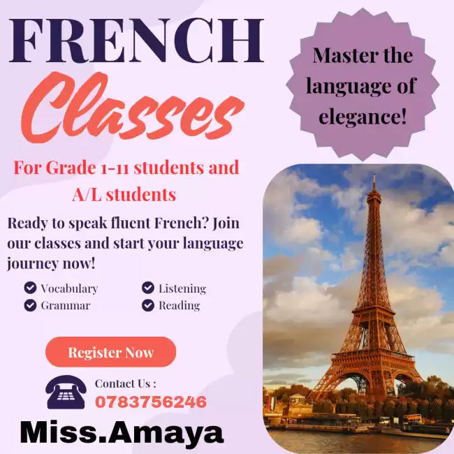 French Classes for grade 1-11 students and A/L students
