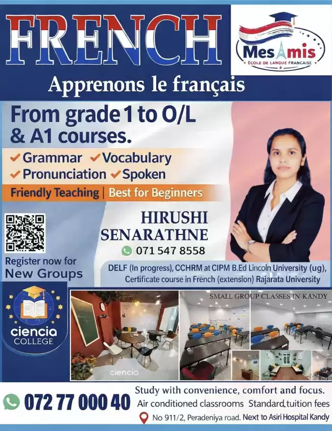 French Classes in Kandy Grade 1 - 11(O/L)