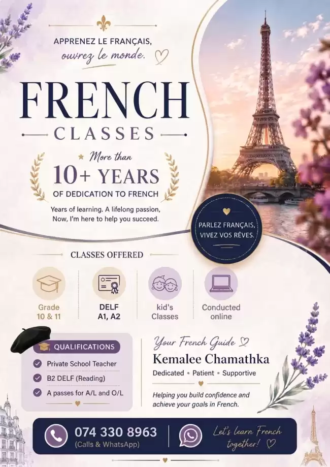 French Classes (Ordinary Level and Kid's Classes)