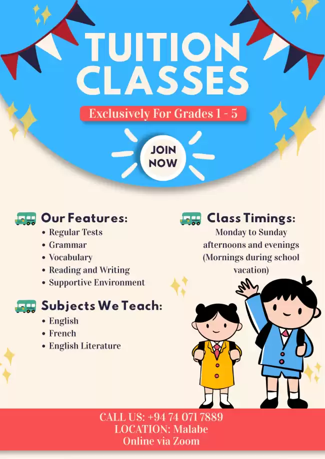French, English and English Literature classes (Local and International Syllabus)