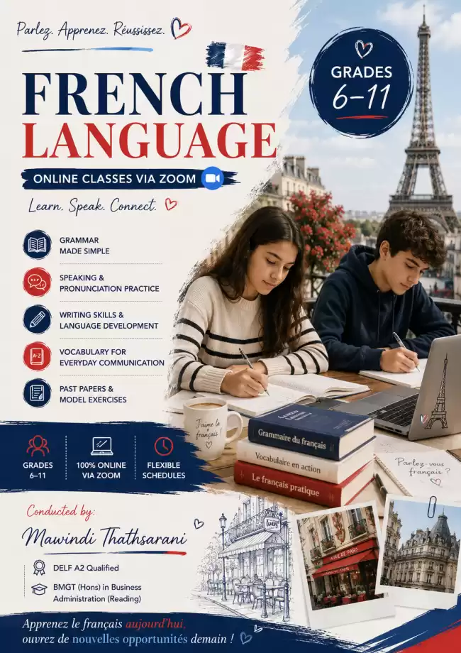 French Language Classes – Online via Zoom 🇫🇷