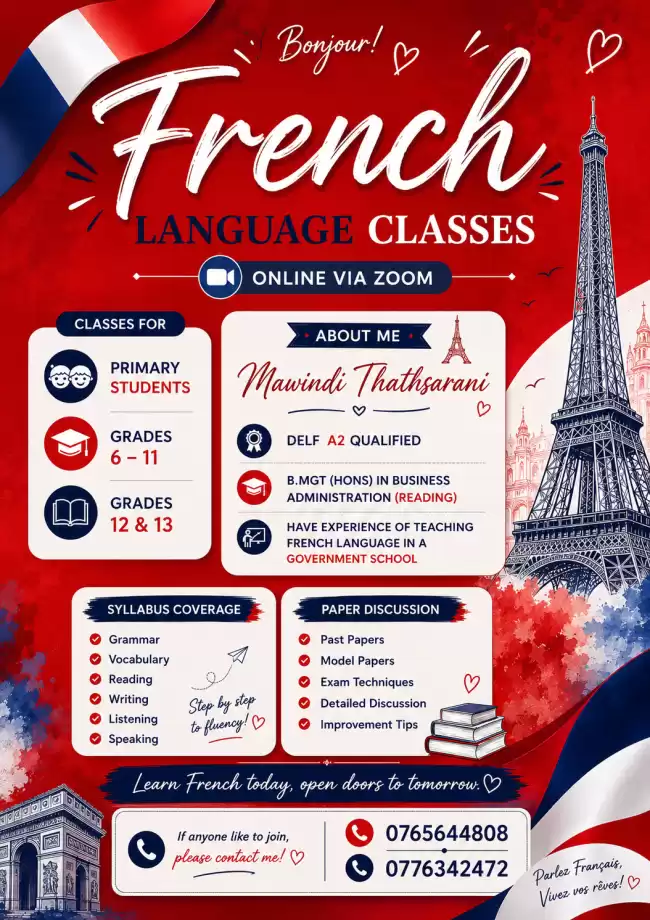 French Language Classes – Online via Zoom 🇫🇷