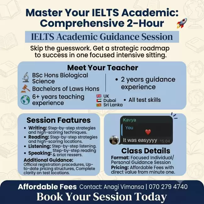 Full IELTS Guidance (Academic) for all 4 bands- One time session