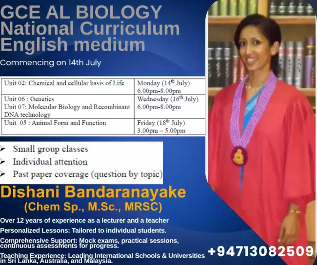 GCE AL Biology (English Medium)