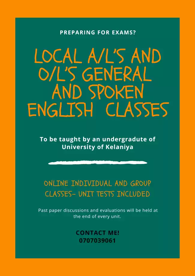 General and spoken English classes for A/L students