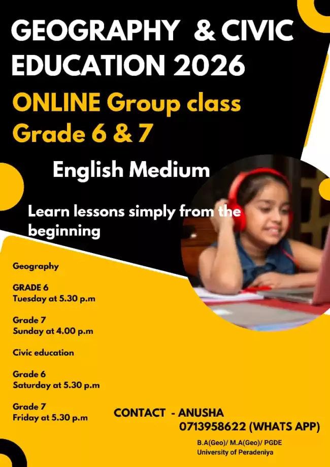 Geography and civic education English Medium Online Group class for grades 6 & 7