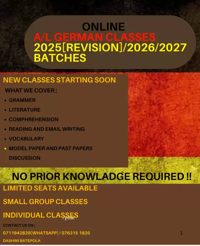 German A/L Success Starts Here - Online Lessons Available ns