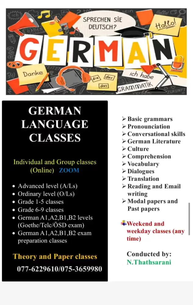 German A/Ls,O/Ls,grade 1-5,grade 6-9 classes and A1,A2,B1,B2 classes