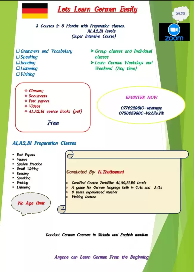 German A1,A2,B1,B2 levels and A1,A2,B1,B2 exam preparation classes,O/Ls,A/Ls