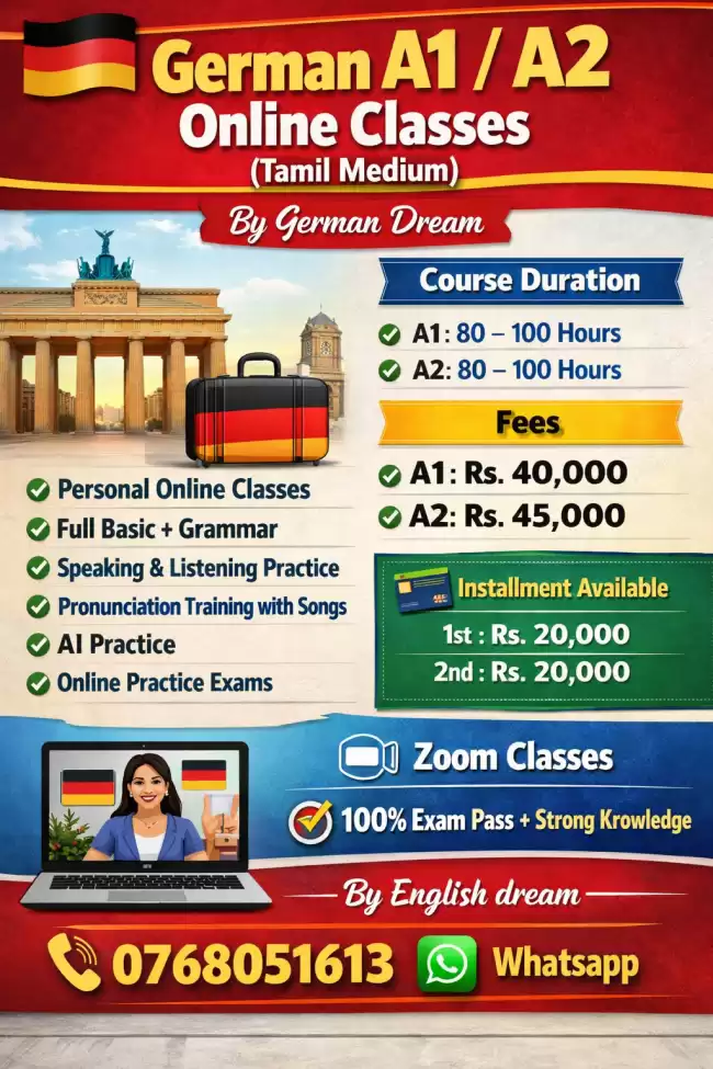 German A1 / A2 Online Classes (Tamil Medium)