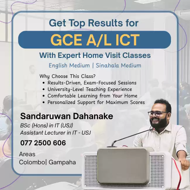 Get Top Results for GCE A/L ICT – From a University Lecturer to Your Home!