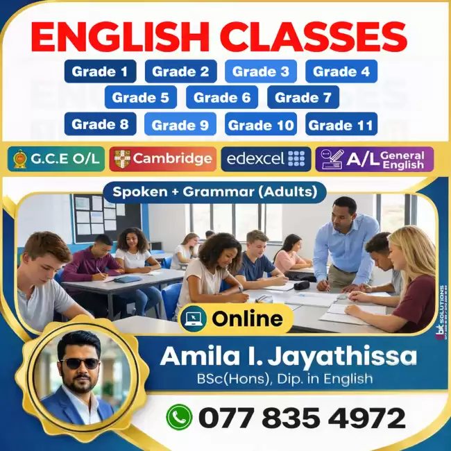 ✍️🔠 Grade 1 - 13 English Online Classes - Local Syllabus | Edexcel | Cambridge | A/L(General English) | Spoken + Grammar(Adults) 🔠✍️