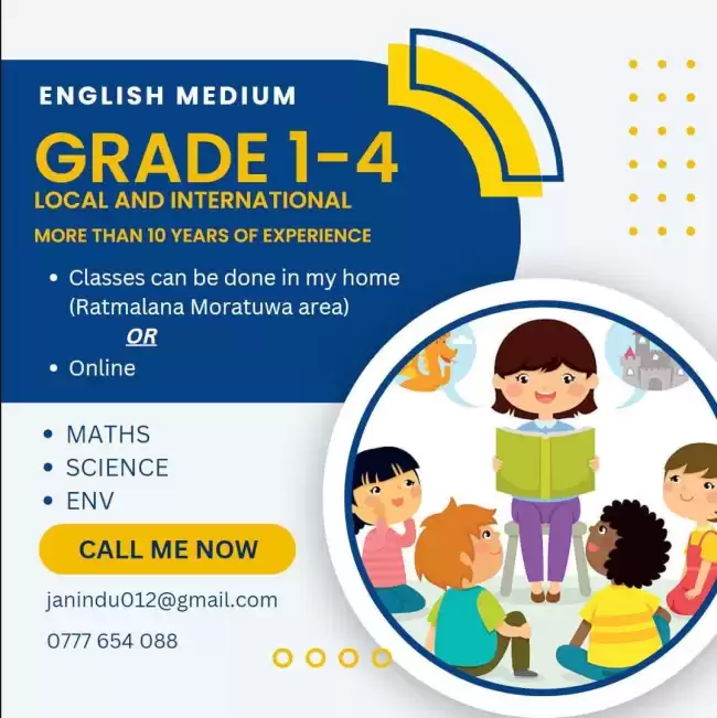 Grade 1-4 Maths, Science, Env and ENGLISH classes