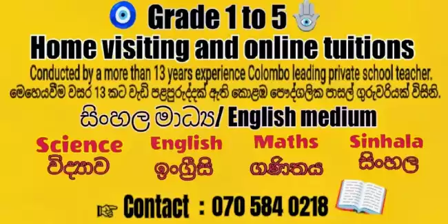 Grade 1 to 5 home visiting tuitions