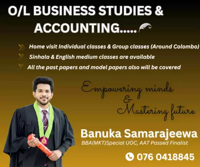 Grade 10/11 Business Studies And Accounting Class, (English / Sinhala Medium)