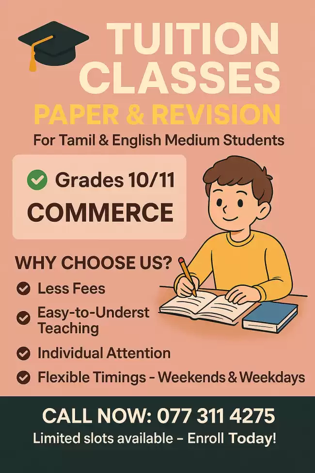 Grade 10&11 Commerce classes for tamil and english medium c